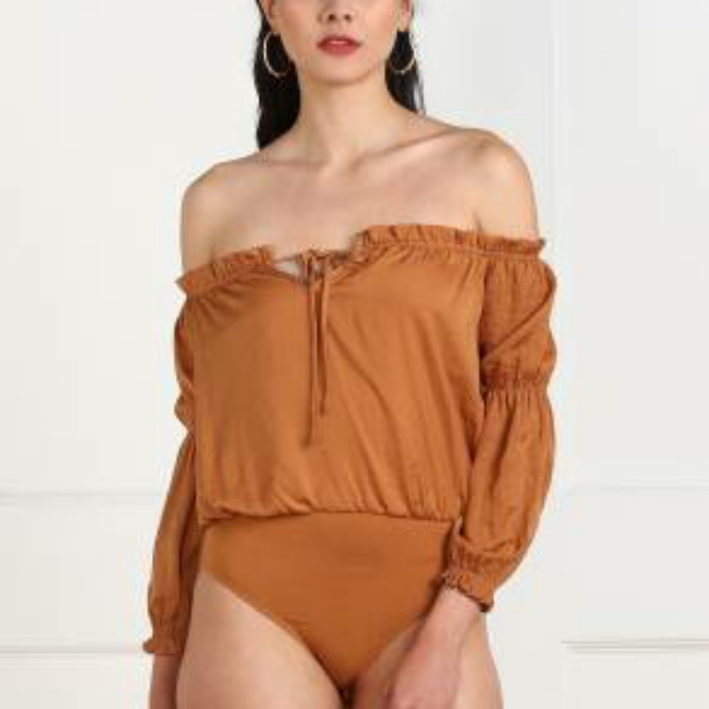 Forever 21 Rust Orange Off The Shoulder Bodysuit